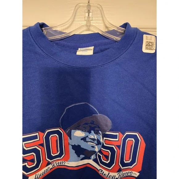 Shohei Ohtani LA Dodgers 50/50 Club Mens Size Small Pullover Sweatshirt Blue - Picture 6 of 13